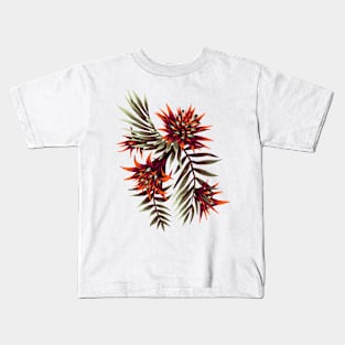 Fasciata Tropical Floral - Dark Orange / Purple Kids T-Shirt